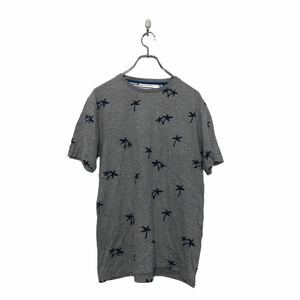 中古 古着 DENIM&FLOWER 半袖 プリント Tシャツ L デニムアンドフラワー グレー ブラック 総柄 古着卸 アメリカ仕入 a604-5074