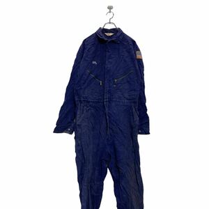 中古 古着 Walls 長袖つなぎ W37 ネイビー ウォールズ アメリカ国旗 ワークウェア 作業服 古着卸 アメリカ仕入 a604-5032