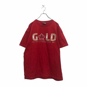 中古 古着 NIKE 半袖 ロゴ Tシャツ L ナイキ レッド ゴールド プリント バックプリント 古着卸 アメリカ仕入 a604-5183