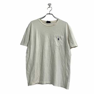 中古 古着 POLO Ralph Lauren 半袖 ロゴ Tシャツ L ホワイト ラルフローレン 胸ポケット 古着卸 アメリカ仕入 a604-5119