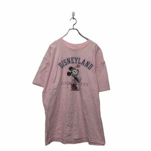 中古 古着 Disney 半袖 ロゴ Tシャツ XL ディズニー ピンク パープル キャラクター ビッグサイズ 古着卸 アメリカ仕入 a604-5129