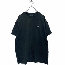 中古 古着 Champion 半袖 ロゴTシャツ L ブラック チャンピオン クルーネック 刺繍ロゴ ワンポイント 古着卸 アメリカ仕入 a604-5212_画像1