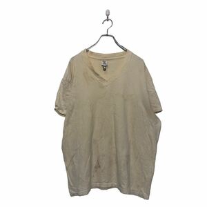 中古 古着 Hanes 半袖 無地 Tシャツ ヘインズ XL イエロー シンプル ビッグサイズ Vネック 古着卸 アメリカ仕入 a604-5142