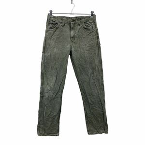 Dickies ワーク・ペインターパンツ W32 ディッキーズ カーキグリーン ロゴ 古着卸 アメリカ仕入 2309-1362