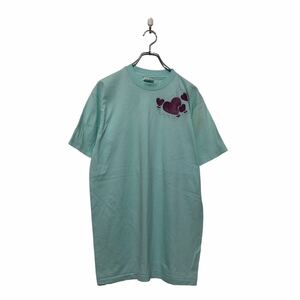 中古 Hanes 半袖 プリント Tシャツ L ヘインズ ミントグリーン パープル シングルステッチ 古着卸 アメリカ仕入 a604-5356