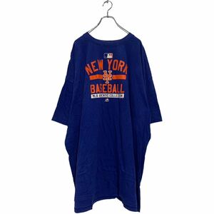 Majestic 半袖 プリントTシャツ 5XL ブルー オレンジ マジェスティック ビッグサイズ MLB NEWYORK METS 古着卸 アメリカ仕入 a604-5412