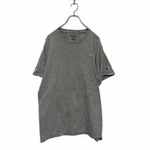 Champion 半袖 ロゴTシャツ L グレー チャンピオン クルーネック ワンポイント 袖ロゴ 古着卸 アメリカ仕入 a604-5527_画像1