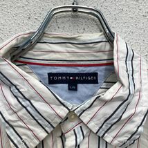 TOMMY HILFIGER 長袖 シャツ L ホワイト ブルー レッド トミーヒルフィガー ストライプ 古着卸 アメリカ仕入 a510-5496_画像4