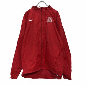 NIKE ジップアップ ナイロン ジャケット L レッド ホワイト ナイキ サッカー スポーツ 古着卸 アメリカ仕入 a510-5189