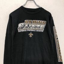 NFL 長袖 プリント Tシャツ L 10/12 ブラック ホワイト ブラウン キッズ アメフト ロンT ロングTシャツ 古着卸 アメリカ仕入 a510-6046_画像2