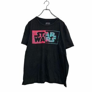 STAR WARS 半袖 ロゴTシャツ L ブラック ピンク ライトブルー スターウォーズ グラデーションロゴ 古着卸 アメリカ仕入 a604-5603