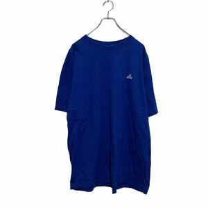 adidas 半袖 ロゴTシャツ XL ブルー アディダス ビッグサイズ クルーネック 刺繍ロゴ ワンポイント 古着卸 アメリカ仕入 a604-5598