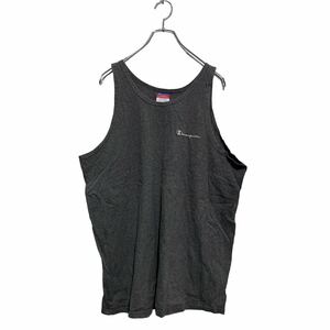 Champion ロゴ タンクトップ L ダークグレー チャンピオン メキシコ製 ノースリーブ 刺繍ロゴ 古着卸 アメリカ仕入 a604-5600