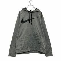 NIKE ロゴ スウェット パーカー L グレー ホワイト ブラック ナイキ 裏起毛 古着卸 アメリカ仕入 a511-5659_画像1