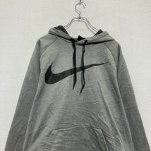 NIKE ロゴ スウェット パーカー L グレー ホワイト ブラック ナイキ 裏起毛 古着卸 アメリカ仕入 a511-5659_画像2