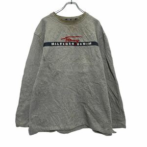 Tommy Hilfiger ロゴ スウェット トレーナー L グレー ネイビー レッド トミーヒルフィガー 裏起毛 古着卸 アメリカ仕入 a511-5319