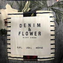 DENIM&FLOWER コットン ジャケット L ブラック ホワイト レッド フーディー ジップアップ 花 総柄 薄手 古着卸 アメリカ仕入 a512-5552_画像8