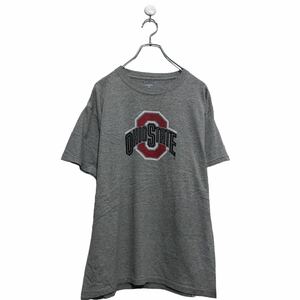 Champion 半袖 プリント Tシャツ Mチャンピオン グレー レッド クルーネック 古着卸 アメリカ仕入 a604-5716