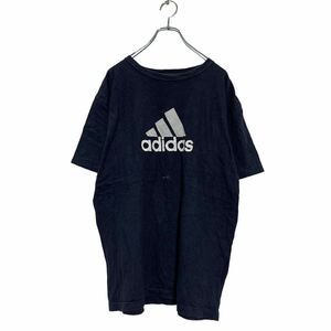 adidas 半袖 ロゴTシャツ L ブラック アディダス クルーネック ビッグロゴ 古着卸 アメリカ仕入 a604-5731