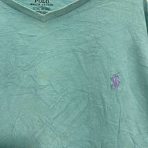 POLO RALPH LAUREN 半袖 ロゴTシャツ L ミントグリーン ポロラルフローレン Ｖネック ワンポイントロゴ 古着卸 アメリカ仕入 a604-5728_画像4