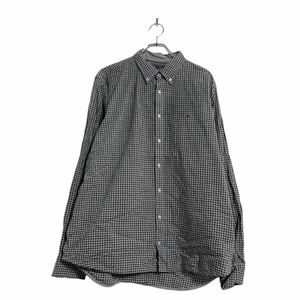 TOMMY HILFIGER 長袖 チェックシャツ 2XL グレー ブラック トミーヒルフィガー ボタンダウン 古着卸 アメリカ仕入 a601-6685