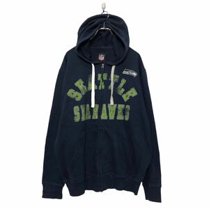 NFL プリント スウェット パーカー L ネイビー エヌエフエル SEAHAWKS アメリカンフットボール 古着卸 アメリカ仕入 a601-6366