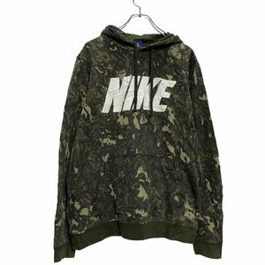 NIKE ロゴ スウェット パーカー M カーキー 迷彩 ホワイト ナイキ フーディー 古着卸 アメリカ仕入 a601-6777