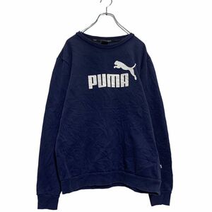 PUMA ロゴ スウェット トレーナー M ネイビー ホワイト プーマ 裏起毛 古着卸 アメリカ仕入 a601-5916