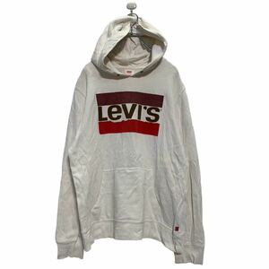 Levi's ロゴ スウェット パーカー L ホワイト リーバイス プルオーバー ポケット 古着卸 アメリカ仕入 a601-6078