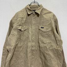 Wrangler 長袖 ウエスタンシャツ 17 1/2×36 XL～ ベージュ 無地 ラングラー スナップボタン 古着卸 アメリカ仕入 a601-6666_画像2