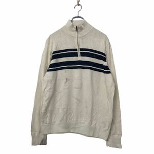 TOMMY HILFIGER コットン ハーフジップ セーター ニット L トミーヒルフィガー ホワイト 古着卸 アメリカ仕入 a601-5690