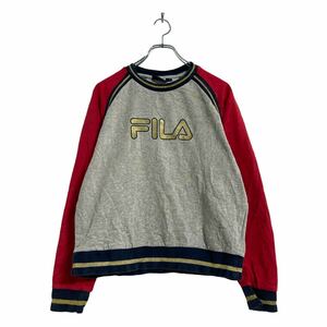FILA ロゴ スウェット トレーナー M レッド グレー ネイビー フィラ 刺繍 古着卸 アメリカ仕入 a601-6072