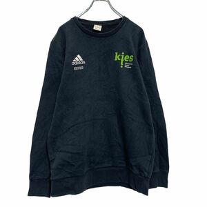 adidas ロゴ スウェット トレーナー M ブラック ホワイト グリーン アディダス 裏起毛 古着卸 アメリカ仕入 a601-6333