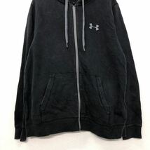 UNDERARMOUR プリント スウェット パーカー L ブラック グレー アンダーアーマー ジップアップ 古着卸 アメリカ仕入 a601-5985_画像3