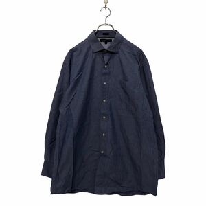 TOMMY HILFIGER 長袖 無地シャツ 16 1/2 32-33 L～ ブルー トミーヒルフィガー レギュラーフィット 古着卸 アメリカ仕入 a602-5498