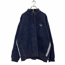 NAUTICA ロゴ スウェット トレーナー XL ネイビー ノーティカ ハーフジップ 裏起毛 ハイネック 古着卸 アメリカ仕入 a602-5183_画像1