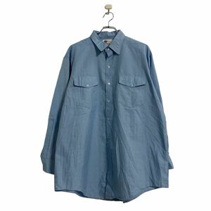RIVERSIDE 長袖 無地シャツ XL ブルー アメリカ製 2ポケット シンプル ビッグサイズ 古着卸 アメリカ仕入 a602-5414