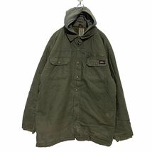 Dickies 中綿 レイヤード ワークジャケット XL 46-48 カーキ ディッキーズ ダック 裏キルティング ロゴ 古着卸 アメリカ仕入 a602-6023_画像1