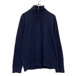 NAUTICA ハーフジップ ロゴ スウェット トレーナー L ネイビー レッド ノーティカ 古着卸 アメリカ仕入 a602-5075