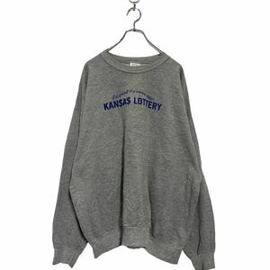 Hanes プリント スウェット トレーナー XL グレー ヘインズ ビッグサイズ 裏起毛 カンザスロッタリー 古着卸 アメリカ仕入 a602-5928