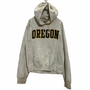 Champion プリント スウェット パーカー S アイボリー チャンピオン メキシコ製 90's 裏起毛 OREGON 古着卸 アメリカ仕入 a602-6219