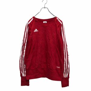 adidas ロゴ スウェット トレーナー L レディース レッド アディダス クライマライト 袖ライン 古着卸 アメリカ仕入 a603-5073