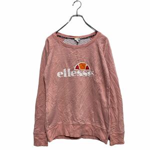 ellesse プリント スウェット トレーナー S レディース ピンク エレッセ 裏パイル ロゴ 古着卸 アメリカ仕入 a603-5352