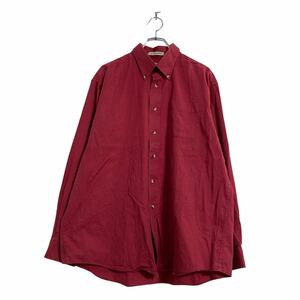 L.L.Bean 長袖 無地 シャツ L レッド エルエルビーン ボタンダウン 古着卸 アメリカ仕入 a603-5433