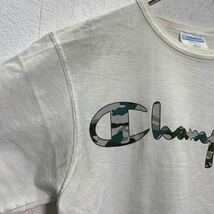 Champion 半袖 ロゴTシャツ S オフホワイト チャンピオン クルーネック 迷彩プリント 袖ロゴ 古着卸 アメリカ仕入 a603-6803_画像2