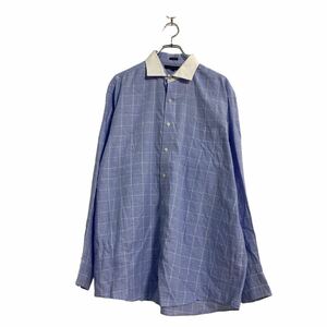 TOMMY HILFIGER 長袖 チェックシャツ XL ブルー ホワイト トミーヒルフィガー ビッグサイズ 古着卸 アメリカ仕入 a603-5922