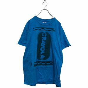 GILDAN 半袖 プリントTシャツ L ブルー ギルダン クルーネック スプレーペイント 古着卸 アメリカ仕入 a603-5714