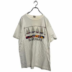 DORSETT Tee's 半袖 プリントTシャツ L オフホワイト クルーネック バハマ ヨット 古着卸 アメリカ仕入 a603-5677