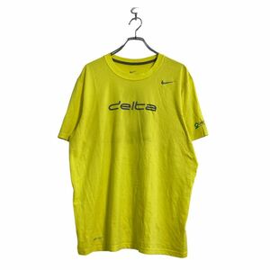 NIKE 半袖 プリント Tシャツ L ネオンイエロー ナイキ バックプリント プラクティスシャツ 古着卸 アメリカ仕入 a603-6264