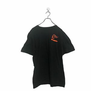 NIKE 半袖 プリント Tシャツ L ナイキ ブラック オレンジ ロゴ バックプリント 古着卸 アメリカ仕入 a603-6657